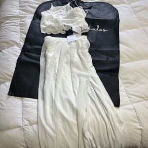Midnight Memories White Lace Two-Piece Maxi Dress